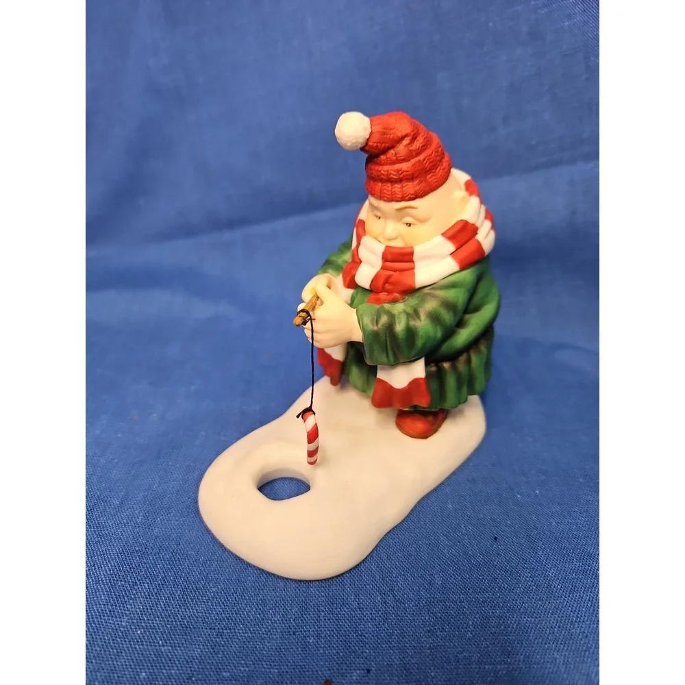 Dept 56 Merry Makers Ollie the Optimist Ice Fishing Candy Cane Christmas Monk